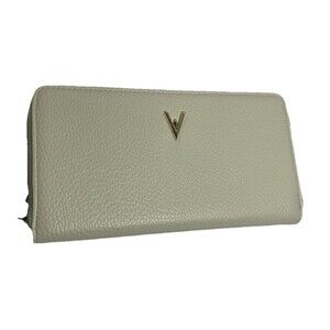 Vanessa Williams Vegan Leather Zip Around Wallet Bone Mint NEW 8x4" + Dust Bag